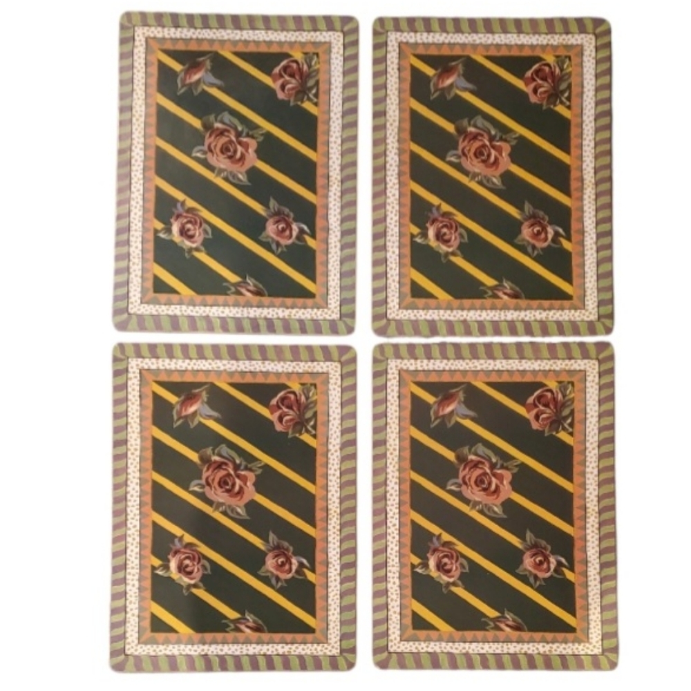 4 MacKenzie-Childs Rose Torquay Cork Placemats